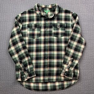 Dip Flannel Shirt Men's Medium Green Plaid Button Up Rugged Outdoors Cabincore‎